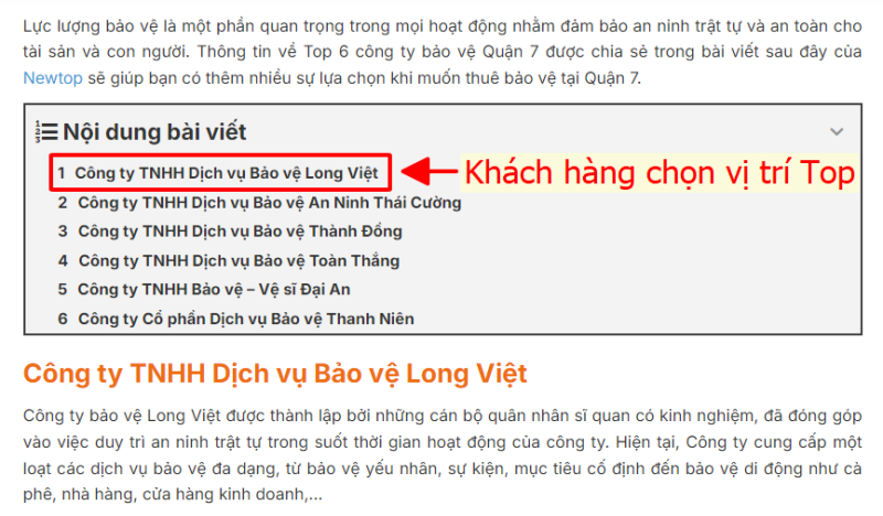 Dịch vụ toplist