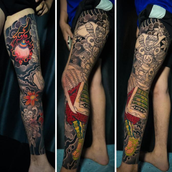 Hình xăm full chân tại Tattoo Hẽm