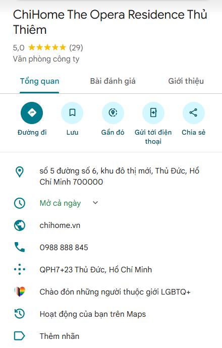 ChiHome nhận được những phản hồi tích cực từ khách hàng, đạt điểm cao trên Gmap